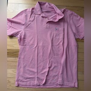 Vineyard Vines Pink and White Striped Polo Shirt